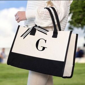 Initial Canvas Tote Bag